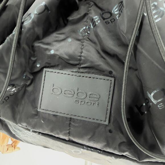 Vintage Y2K Bebe Sport Black Satin Logo Print Bungee Backpack main image 7